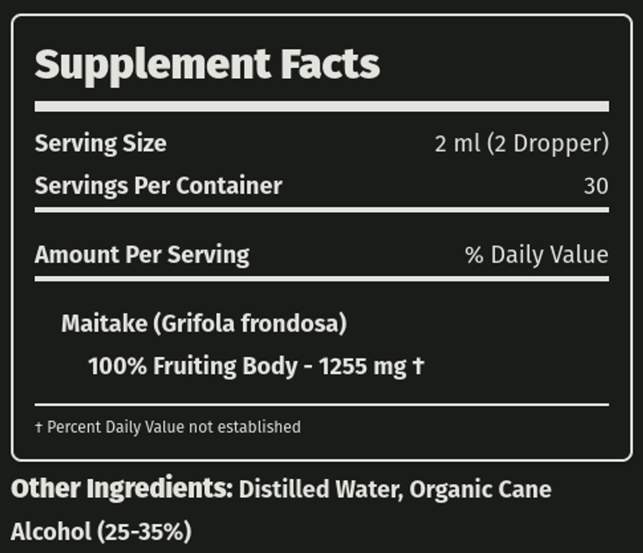 Maitake Supplemental Facts