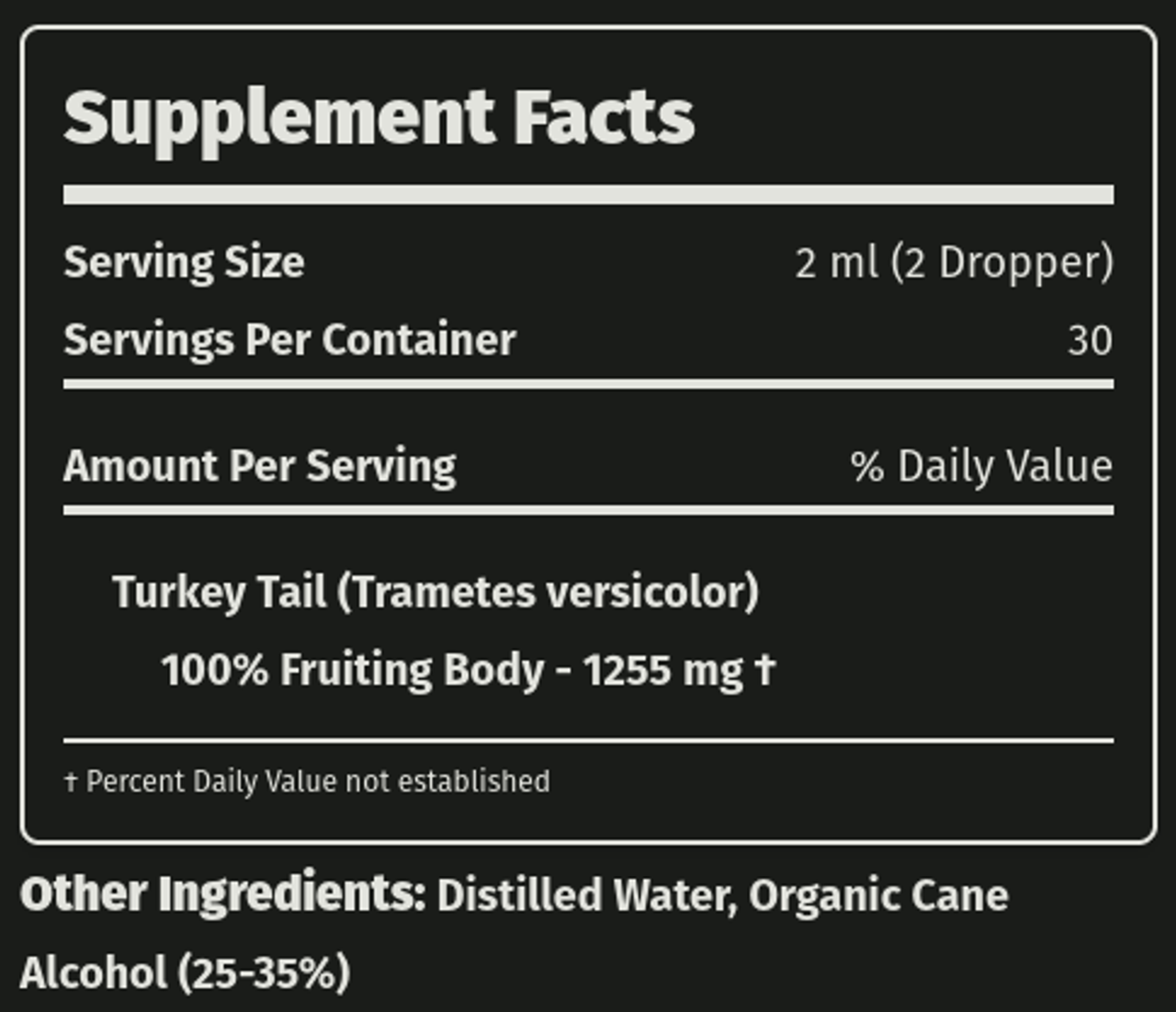 Supplement Facts Turkey Tail Tincture